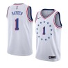 White_Earned James Harden 76ers #1 Twill Basketball Jersey FREE SHIPPING