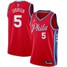 Red Amir Johnson 76ers #5 Twill Basketball Jersey FREE SHIPPING