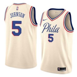 2017-18City Amir Johnson 76ers #5 Twill Basketball Jersey FREE SHIPPING