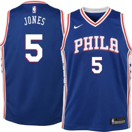 Blue Mason Jones 76ers #5 Twill Basketball Jersey FREE SHIPPING