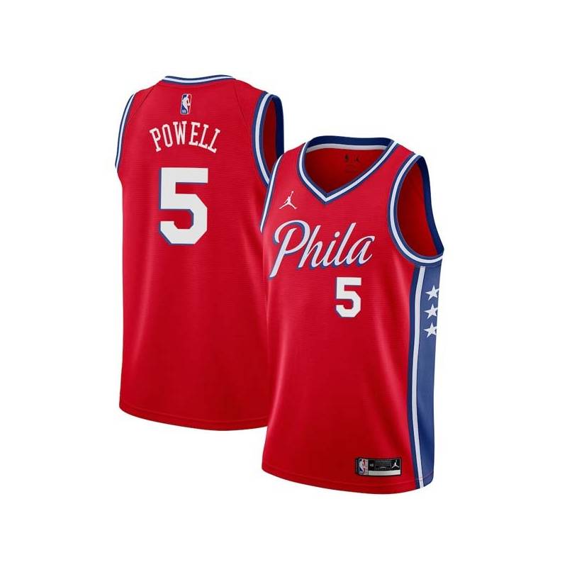 Red Myles Powell 76ers #5 Twill Basketball Jersey FREE SHIPPING