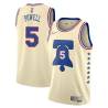 Cream Earned Myles Powell 76ers #5 Twill Basketball Jersey FREE SHIPPING