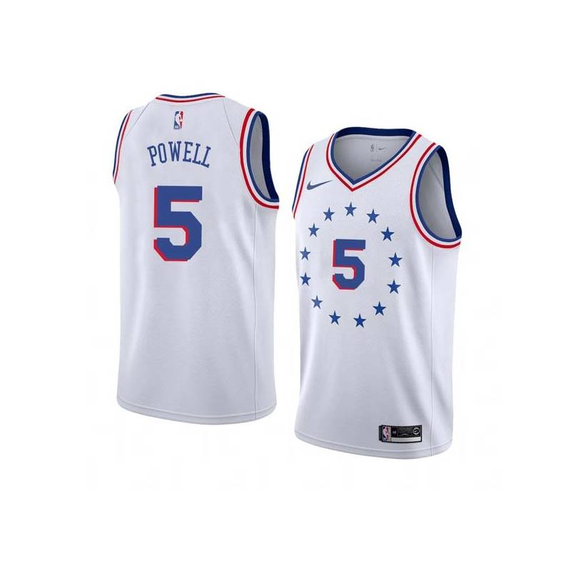 White_Earned Myles Powell 76ers #5 Twill Basketball Jersey FREE SHIPPING