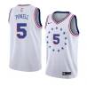 White_Earned Myles Powell 76ers #5 Twill Basketball Jersey FREE SHIPPING