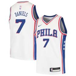 White Lloyd Daniels 76ers #7 Twill Basketball Jersey FREE SHIPPING