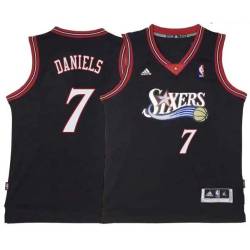 Black Throwback Lloyd Daniels 76ers #7 Twill Basketball Jersey FREE SHIPPING