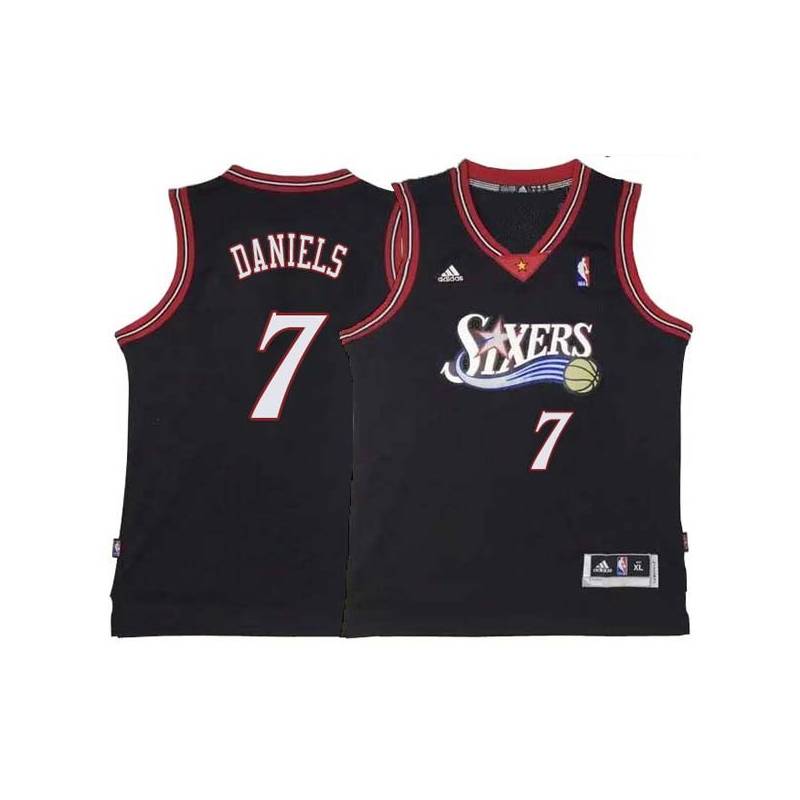 Black Throwback Lloyd Daniels 76ers #7 Twill Basketball Jersey FREE SHIPPING