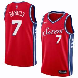 Red2 Lloyd Daniels 76ers #7 Twill Basketball Jersey FREE SHIPPING