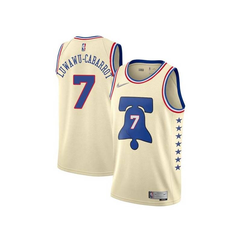 Cream Earned Timothe Luwawu-Cabarrot 76ers #7 Twill Basketball Jersey FREE SHIPPING