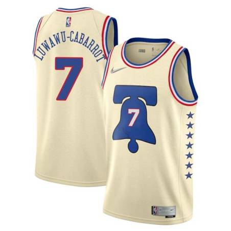 Cream Earned Timothe Luwawu-Cabarrot 76ers #7 Twill Basketball Jersey FREE SHIPPING