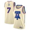 Cream Earned Isaiah Joe 76ers #7 Twill Basketball Jersey FREE SHIPPING