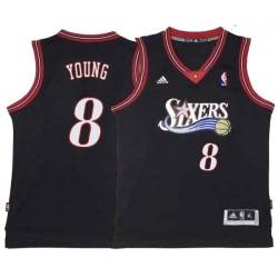 Black Throwback James Young 76ers #8 Twill Basketball Jersey FREE SHIPPING