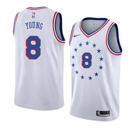 White_Earned James Young 76ers #8 Twill Basketball Jersey FREE SHIPPING