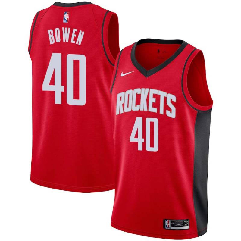 Red Ryan Bowen Twill Basketball Jersey -Rockets #40 Bowen Twill Jerseys, FREE SHIPPING