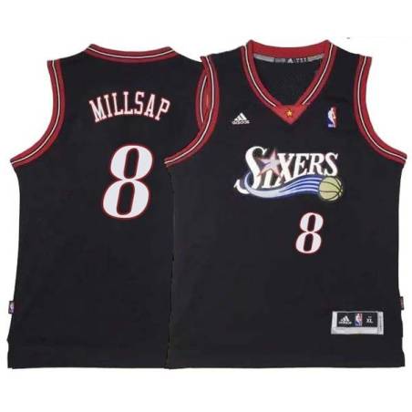 Black Throwback Paul Millsap 76ers #8 Twill Basketball Jersey FREE SHIPPING