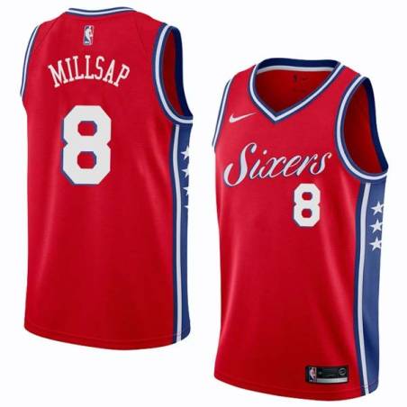 Red2 Paul Millsap 76ers #8 Twill Basketball Jersey FREE SHIPPING