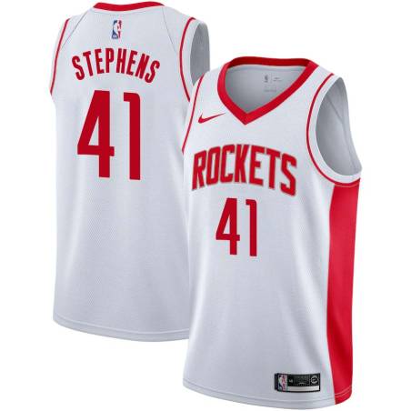 White Joe Stephens Twill Basketball Jersey -Rockets #41 Stephens Twill Jerseys, FREE SHIPPING