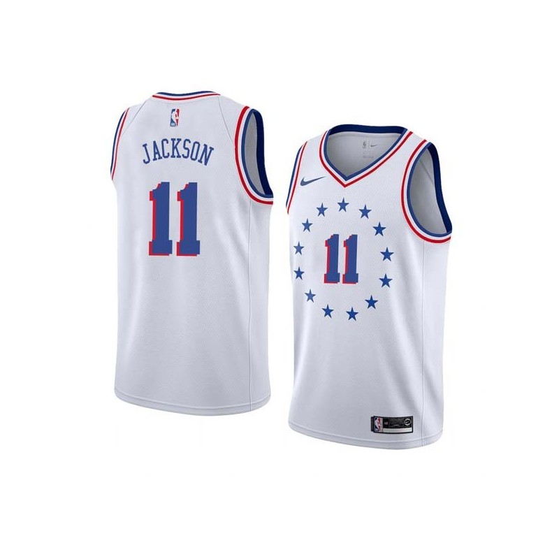 White_Earned Demetrius Jackson 76ers #11 Twill Basketball Jersey FREE SHIPPING