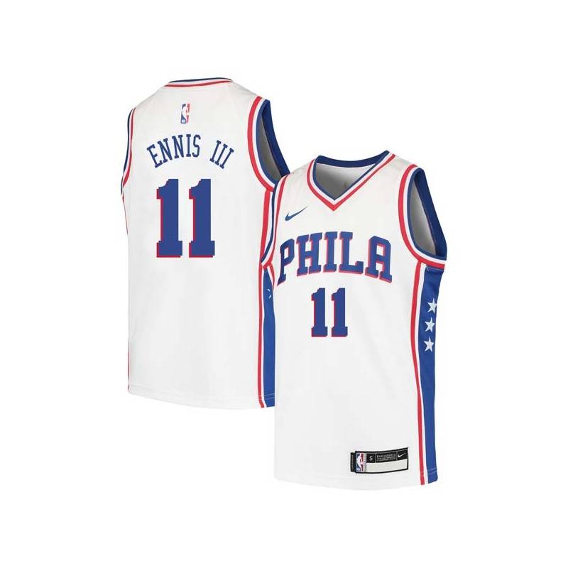 White James Ennis III 76ers #11 Twill Basketball Jersey FREE SHIPPING