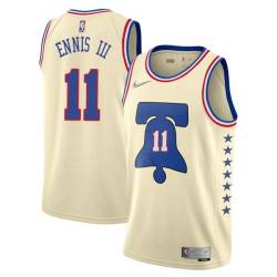 Cream Earned James Ennis III 76ers #11 Twill Basketball Jersey FREE SHIPPING