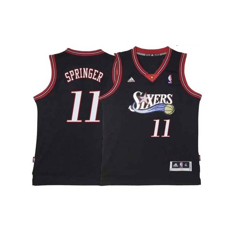 Black Throwback Jaden Springer 76ers #11 Twill Basketball Jersey FREE SHIPPING