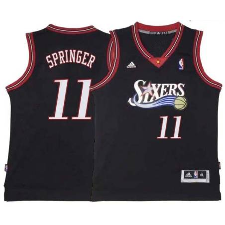 Black Throwback Jaden Springer 76ers #11 Twill Basketball Jersey FREE SHIPPING