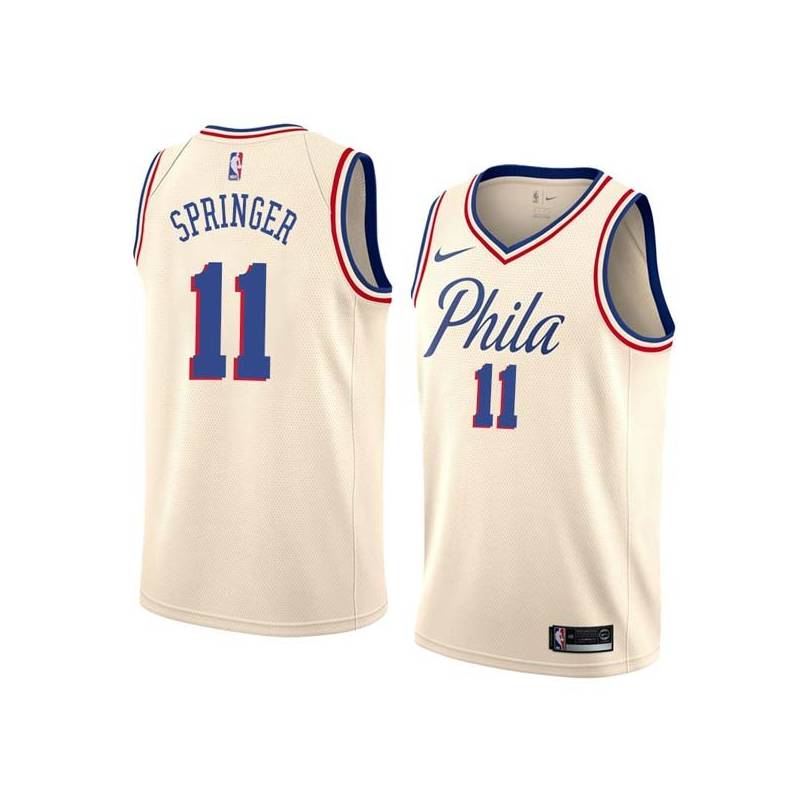 2017-18City Jaden Springer 76ers #11 Twill Basketball Jersey FREE SHIPPING