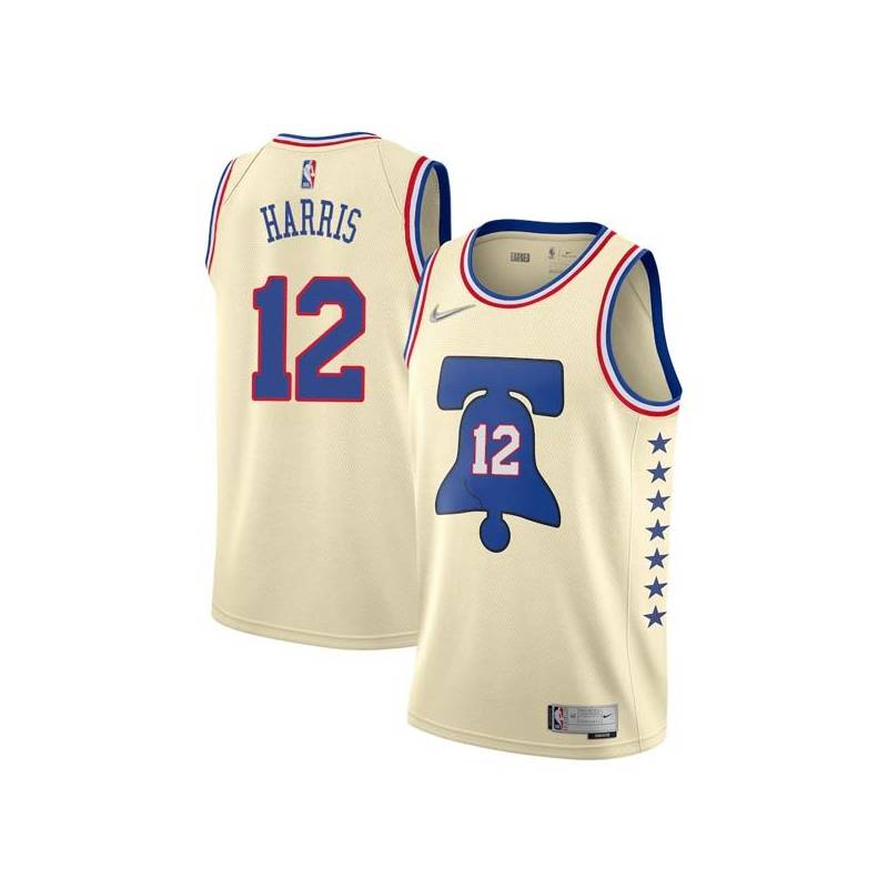 Cream Earned Tobias Harris 76ers #12 Twill Basketball Jersey FREE SHIPPING