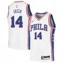 White Rickey Green 76ers #14 Twill Basketball Jersey FREE SHIPPING