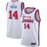 White Classic Rickey Green 76ers #14 Twill Basketball Jersey FREE SHIPPING