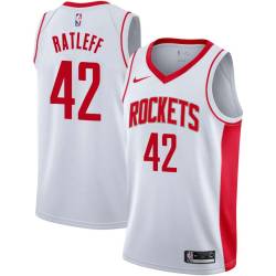 White Ed Ratleff Twill Basketball Jersey -Rockets #42 Ratleff Twill Jerseys, FREE SHIPPING