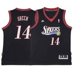 Black Throwback Rickey Green 76ers #14 Twill Basketball Jersey FREE SHIPPING