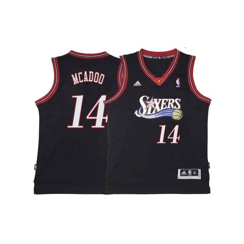 Black Throwback James Michael McAdoo 76ers #14 Twill Basketball Jersey FREE SHIPPING