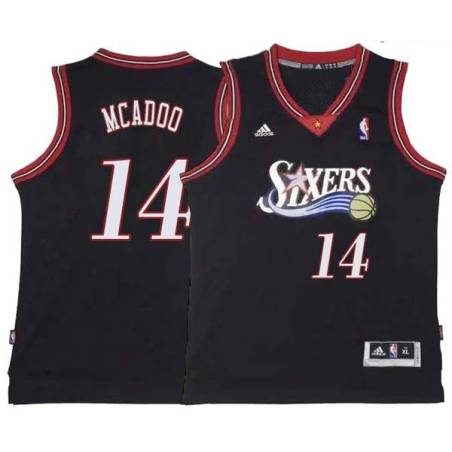 Black Throwback James Michael McAdoo 76ers #14 Twill Basketball Jersey FREE SHIPPING