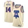 Cream Earned James Michael McAdoo 76ers #14 Twill Basketball Jersey FREE SHIPPING