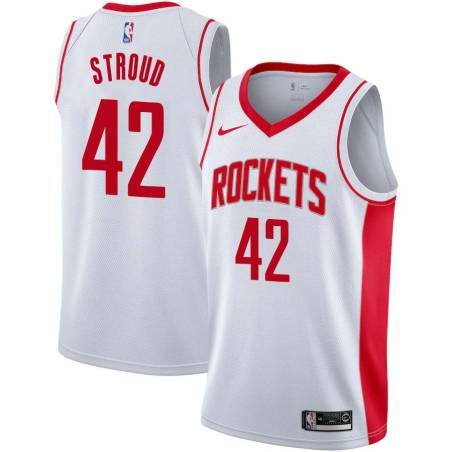 White John Stroud Twill Basketball Jersey -Rockets #42 Stroud Twill Jerseys, FREE SHIPPING