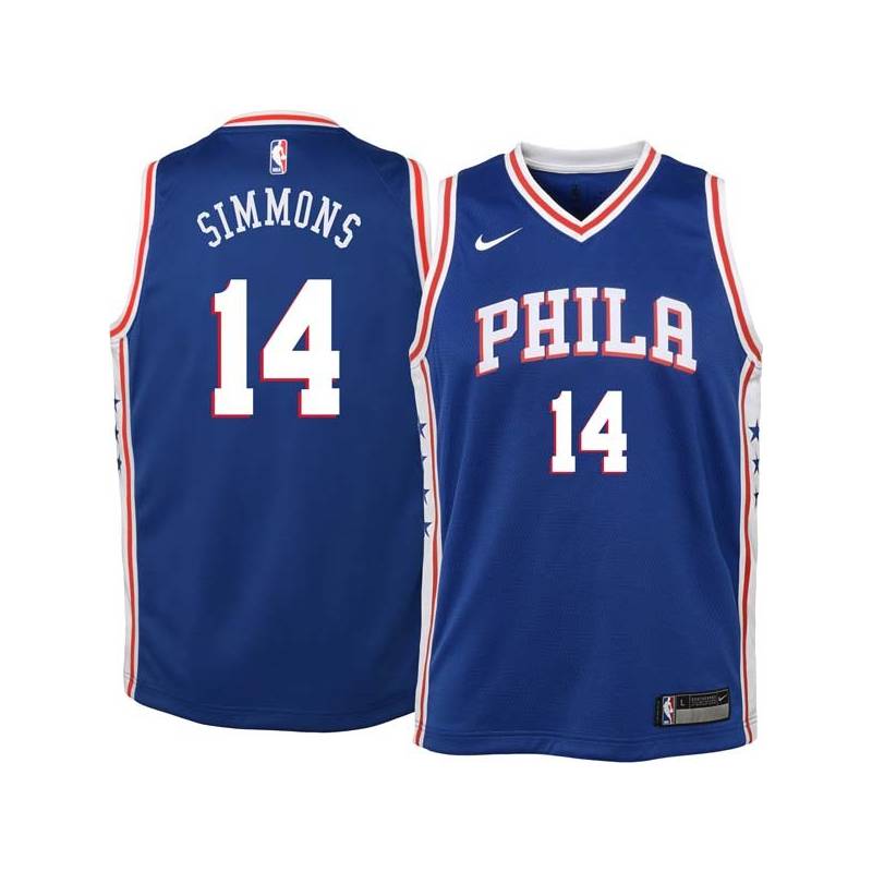 Blue Jonathon Simmons 76ers #14 Twill Basketball Jersey FREE SHIPPING