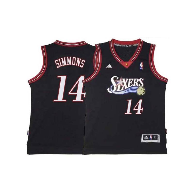 Black Throwback Jonathon Simmons 76ers #14 Twill Basketball Jersey FREE SHIPPING