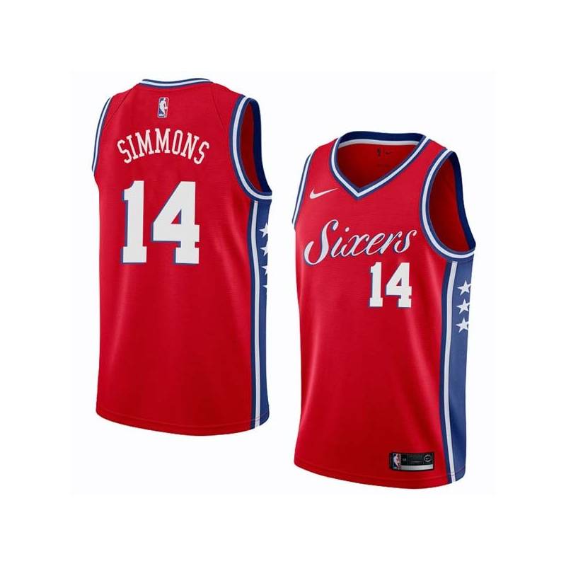 Red2 Jonathon Simmons 76ers #14 Twill Basketball Jersey FREE SHIPPING