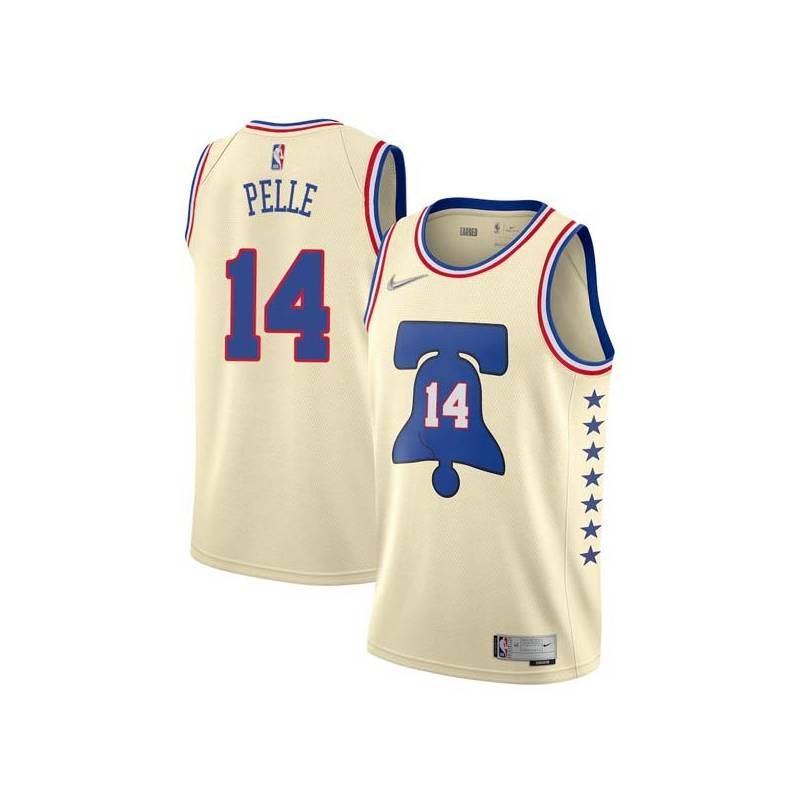 Cream Earned Norvel Pelle 76ers #14 Twill Basketball Jersey FREE SHIPPING