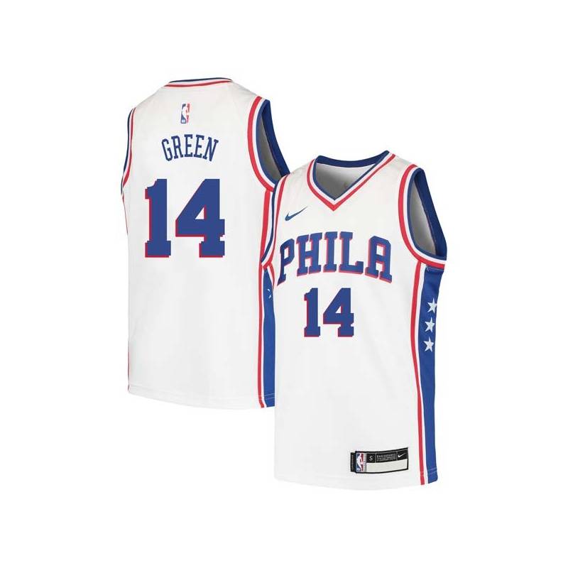 White Danny Green 76ers #14 Twill Basketball Jersey FREE SHIPPING