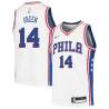 White Danny Green 76ers #14 Twill Basketball Jersey FREE SHIPPING