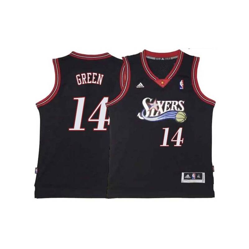 Black Throwback Danny Green 76ers #14 Twill Basketball Jersey FREE SHIPPING