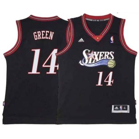 Black Throwback Danny Green 76ers #14 Twill Basketball Jersey FREE SHIPPING