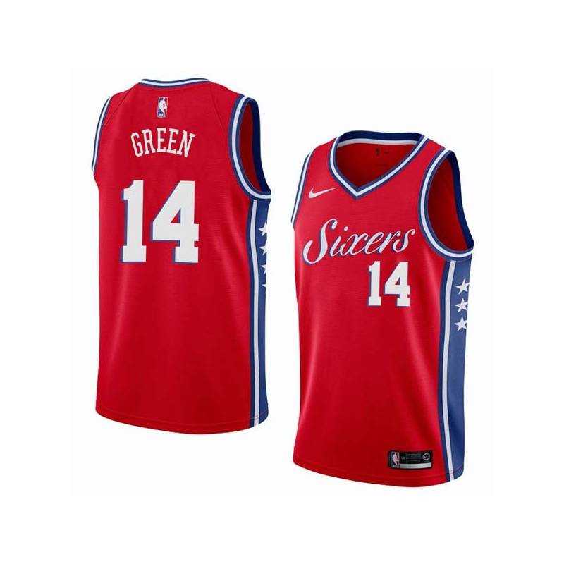 Red2 Danny Green 76ers #14 Twill Basketball Jersey FREE SHIPPING