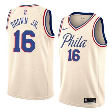 2017-18City Charlie Brown Jr. 76ers #16 Twill Basketball Jersey FREE SHIPPING