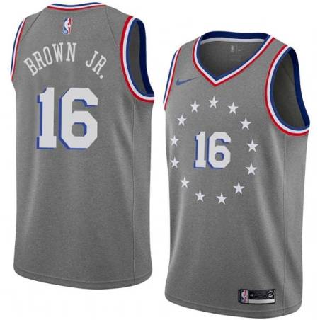 2018-19City Charlie Brown Jr. 76ers #16 Twill Basketball Jersey FREE SHIPPING