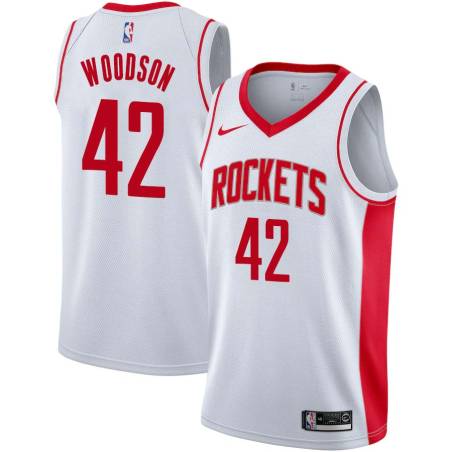 White Mike Woodson Twill Basketball Jersey -Rockets #42 Woodson Twill Jerseys, FREE SHIPPING