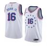 White_Earned Charlie Brown Jr. 76ers #16 Twill Basketball Jersey FREE SHIPPING