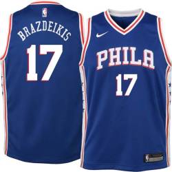 Blue Ignas Brazdeikis 76ers #17 Twill Basketball Jersey FREE SHIPPING